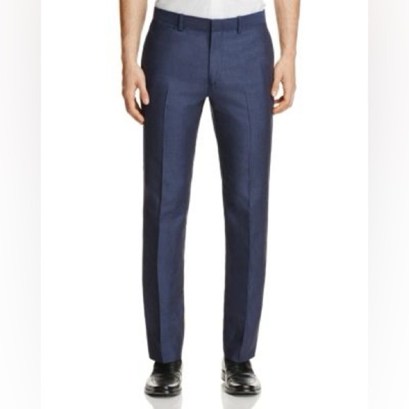Theory Navy Wool Blend Trousers - Picture 1 of 8